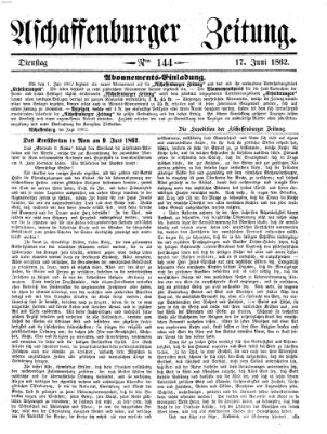 Aschaffenburger Zeitung Dienstag 17. Juni 1862