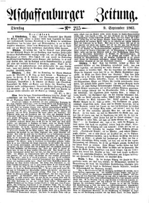 Aschaffenburger Zeitung Dienstag 9. September 1862