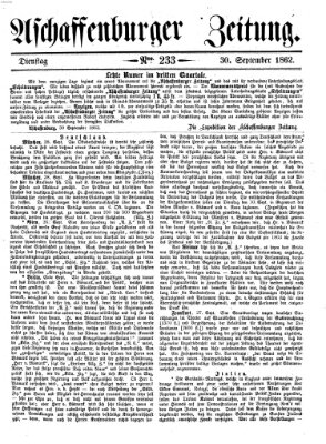 Aschaffenburger Zeitung Dienstag 30. September 1862