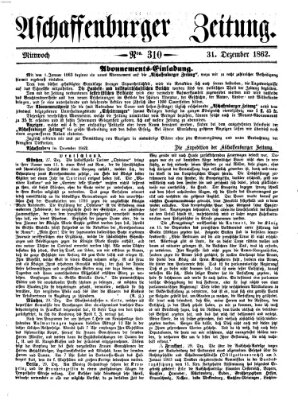 Aschaffenburger Zeitung Mittwoch 31. Dezember 1862