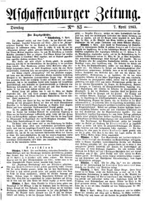 Aschaffenburger Zeitung Dienstag 7. April 1863