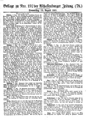 Aschaffenburger Zeitung Donnerstag 13. August 1863