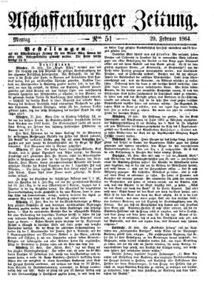 Aschaffenburger Zeitung Montag 29. Februar 1864