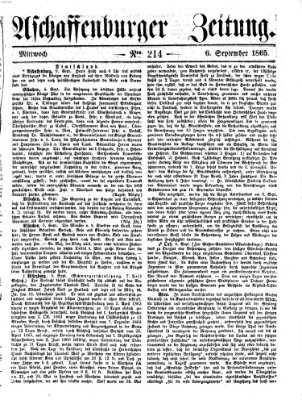 Aschaffenburger Zeitung Mittwoch 6. September 1865
