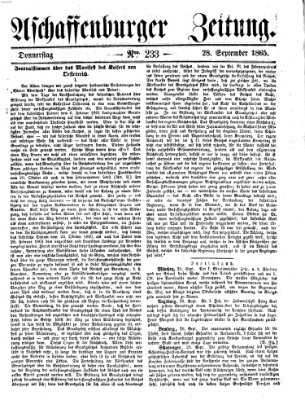 Aschaffenburger Zeitung Donnerstag 28. September 1865