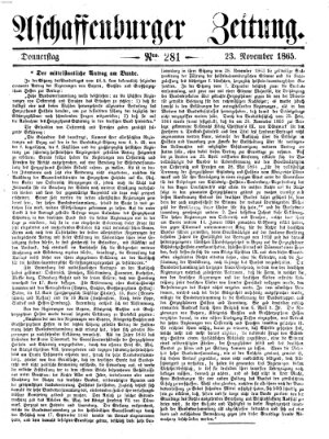 Aschaffenburger Zeitung Donnerstag 23. November 1865