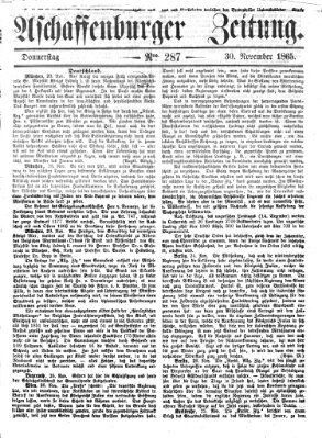 Aschaffenburger Zeitung Donnerstag 30. November 1865