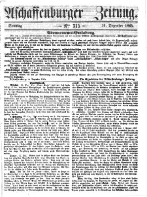 Aschaffenburger Zeitung Sonntag 31. Dezember 1865