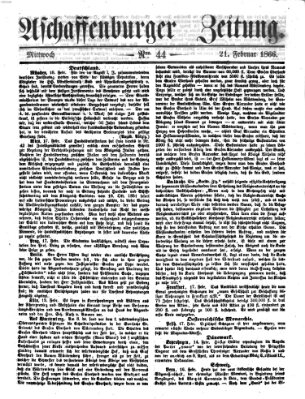 Aschaffenburger Zeitung Mittwoch 21. Februar 1866