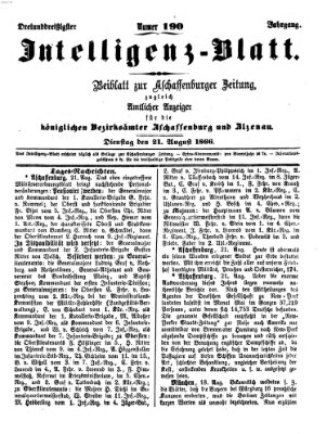 Aschaffenburger Zeitung Dienstag 21. August 1866