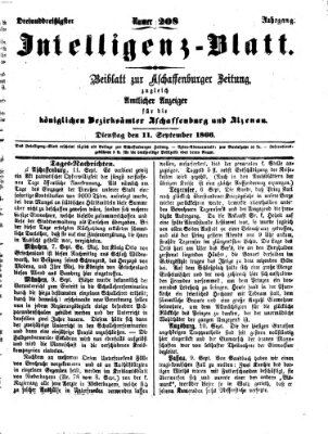 Aschaffenburger Zeitung Dienstag 11. September 1866