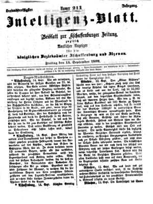 Aschaffenburger Zeitung Freitag 14. September 1866