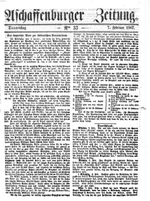 Aschaffenburger Zeitung Donnerstag 7. Februar 1867