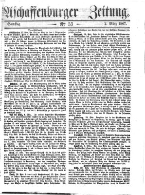 Aschaffenburger Zeitung Samstag 2. März 1867
