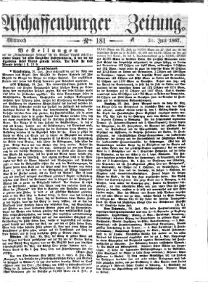 Aschaffenburger Zeitung Mittwoch 31. Juli 1867