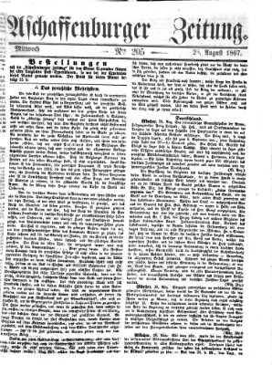 Aschaffenburger Zeitung Mittwoch 28. August 1867