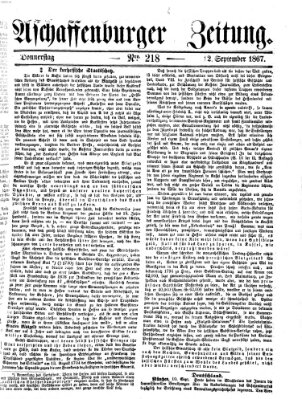 Aschaffenburger Zeitung Donnerstag 12. September 1867