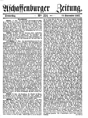 Aschaffenburger Zeitung Donnerstag 19. September 1867
