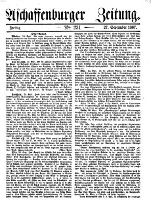 Aschaffenburger Zeitung Freitag 27. September 1867