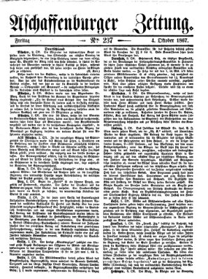 Aschaffenburger Zeitung Freitag 4. Oktober 1867