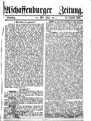 Aschaffenburger Zeitung Samstag 12. Oktober 1867