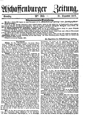 Aschaffenburger Zeitung Samstag 21. Dezember 1867