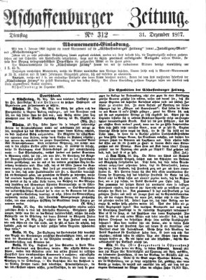 Aschaffenburger Zeitung Dienstag 31. Dezember 1867