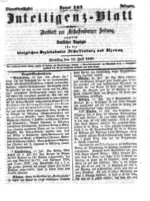 Aschaffenburger Zeitung Samstag 13. Juli 1867