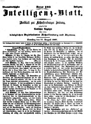 Aschaffenburger Zeitung Samstag 17. August 1867