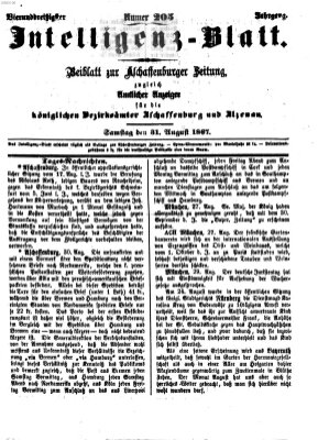 Aschaffenburger Zeitung Samstag 31. August 1867