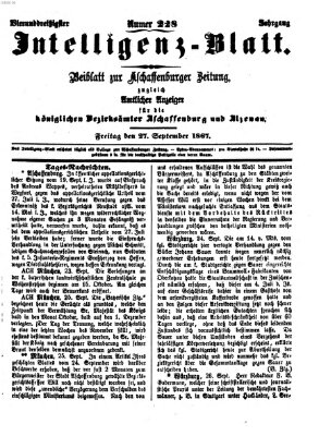 Aschaffenburger Zeitung Freitag 27. September 1867