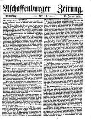 Aschaffenburger Zeitung Donnerstag 16. Januar 1868