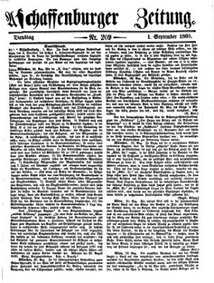 Aschaffenburger Zeitung Dienstag 1. September 1868