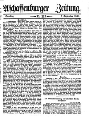 Aschaffenburger Zeitung Samstag 5. September 1868
