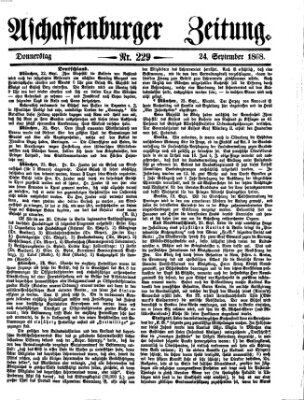 Aschaffenburger Zeitung Donnerstag 24. September 1868