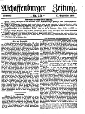 Aschaffenburger Zeitung Mittwoch 30. September 1868
