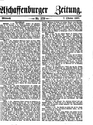 Aschaffenburger Zeitung Mittwoch 7. Oktober 1868
