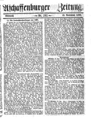 Aschaffenburger Zeitung Mittwoch 25. November 1868