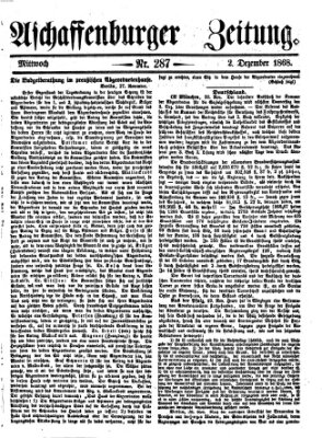 Aschaffenburger Zeitung Mittwoch 2. Dezember 1868