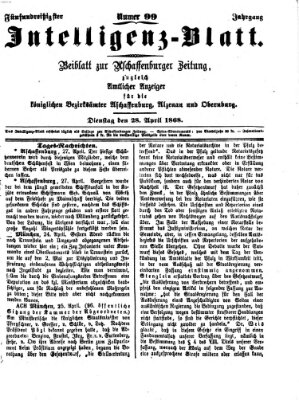 Aschaffenburger Zeitung Dienstag 28. April 1868