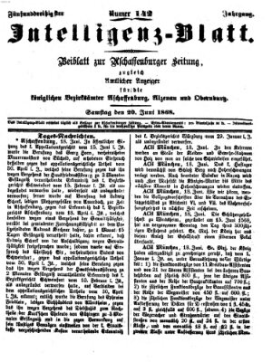Aschaffenburger Zeitung Samstag 20. Juni 1868