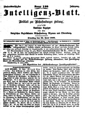 Aschaffenburger Zeitung Dienstag 30. Juni 1868