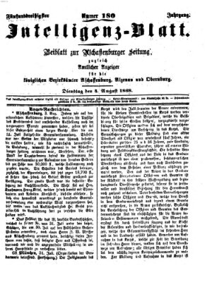 Aschaffenburger Zeitung Dienstag 4. August 1868