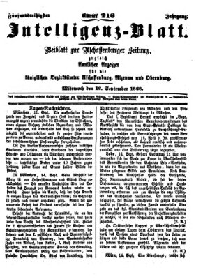 Aschaffenburger Zeitung Mittwoch 16. September 1868