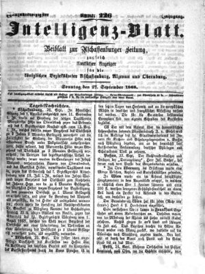 Aschaffenburger Zeitung Sonntag 27. September 1868