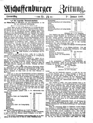 Aschaffenburger Zeitung Donnerstag 28. Januar 1869