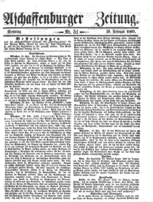 Aschaffenburger Zeitung Sonntag 28. Februar 1869