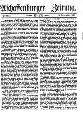 Aschaffenburger Zeitung Samstag 18. September 1869