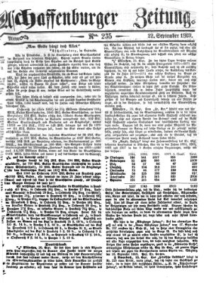 Aschaffenburger Zeitung Mittwoch 22. September 1869