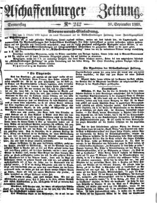 Aschaffenburger Zeitung Donnerstag 30. September 1869